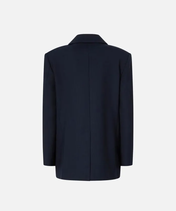 Women Jackets Pinko Doublebreasted Pinstriped Blazer With Horn Buttons Blueburgundy Women Jackets Pinko Doublebreasted Pinstriped Blazer With Horn Buttons Blueburgundy