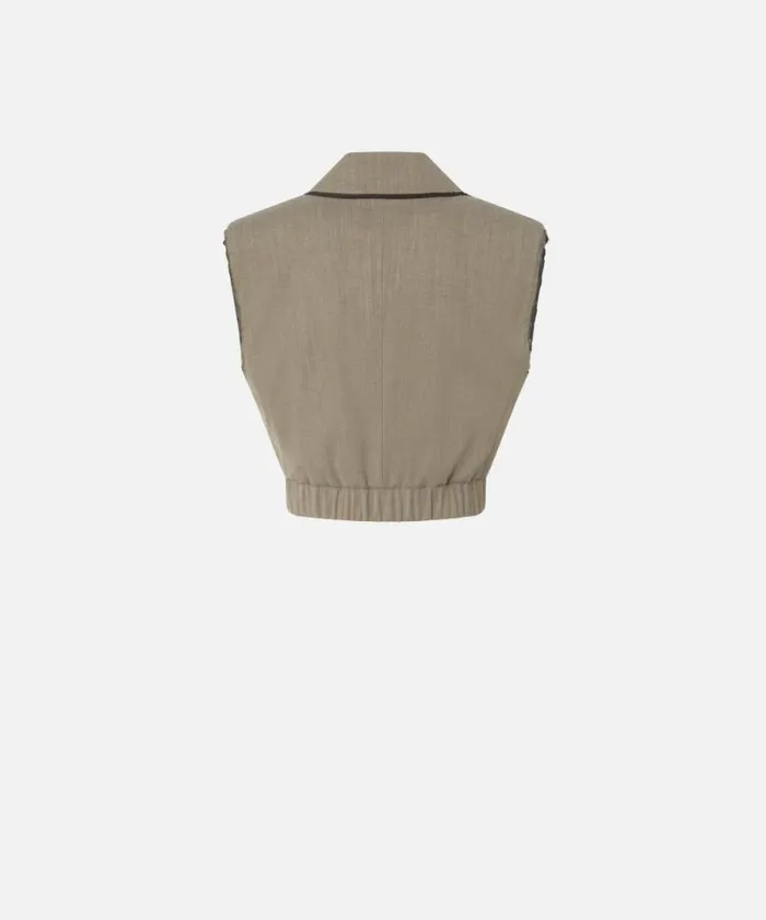 Women Jackets Pinko Short Vest With Lapels And Elastic Flask Brown Women Jackets Pinko Short Vest With Lapels And Elastic Flask Brown