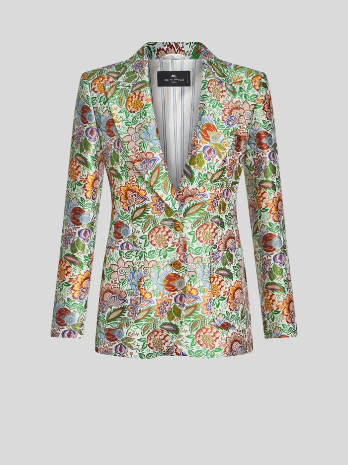 Women Jacquard Jacket With Multicoloured Bouquet Etro Jackets