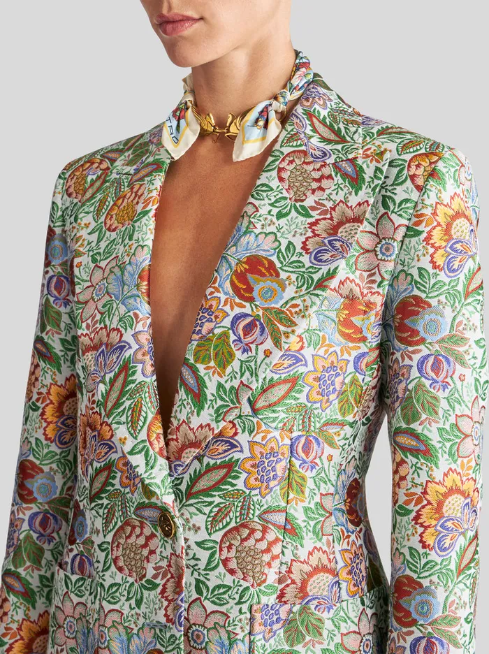 Women Jacquard Jacket With Multicoloured Bouquet Etro Jackets