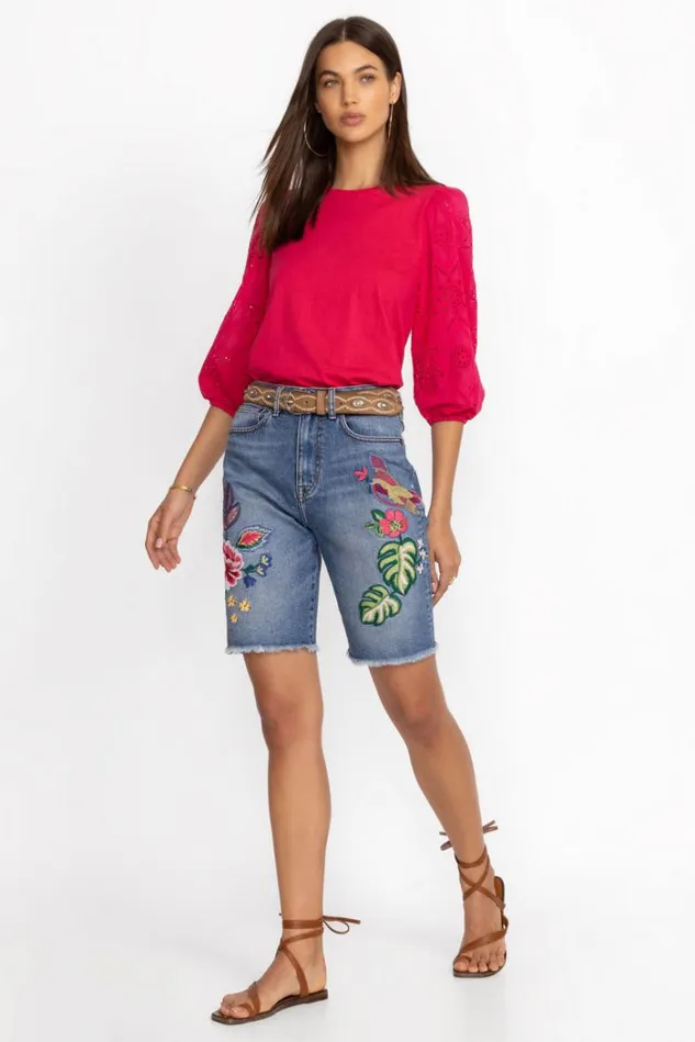 Women JEANETTE BERMUDA SHORT Medium Worn Wash Johnny Was Bottoms