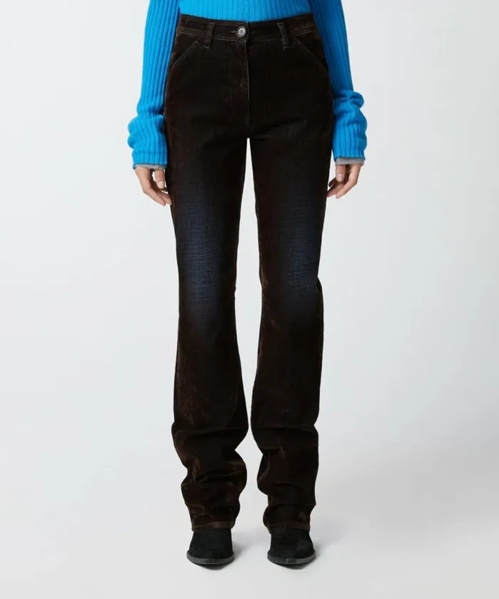 Women Jeans Pinko Dark Jeans With Flocking Deep Brown Women Jeans Pinko Dark Jeans With Flocking Deep Brown