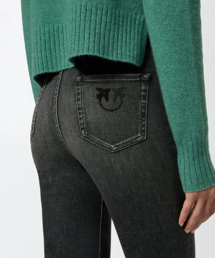Women Jeans Pinko Vintage Skinny Jeans Dark Grey Dirty Wash Women Jeans Pinko Vintage Skinny Jeans Dark Grey Dirty Wash
