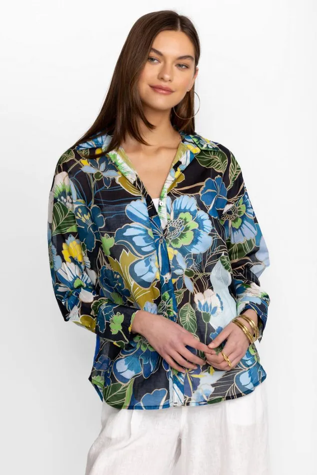 Women JENN CURVED HEM YOKE SHIRT Jenn Johnny Was Tops Women JENN CURVED HEM YOKE SHIRT Jenn Johnny Was Tops