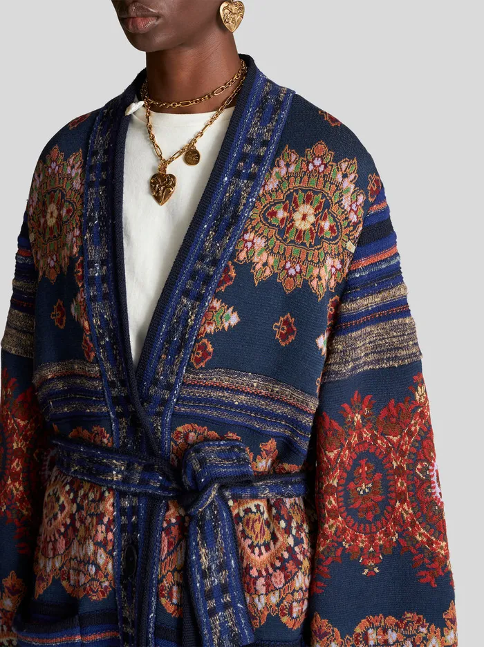 Women Jersey Jacquard Coat Etro Coats And Outerwear