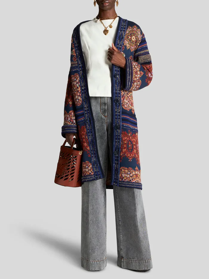 Women Jersey Jacquard Coat Etro Coats And Outerwear