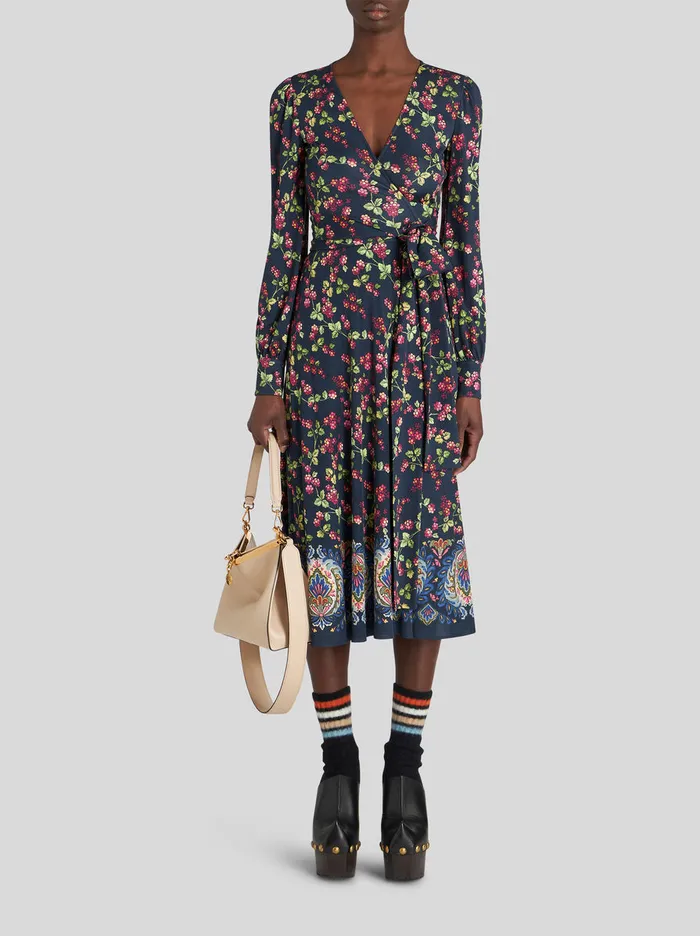 Women Jersey Wrap Dress Etro Dresses