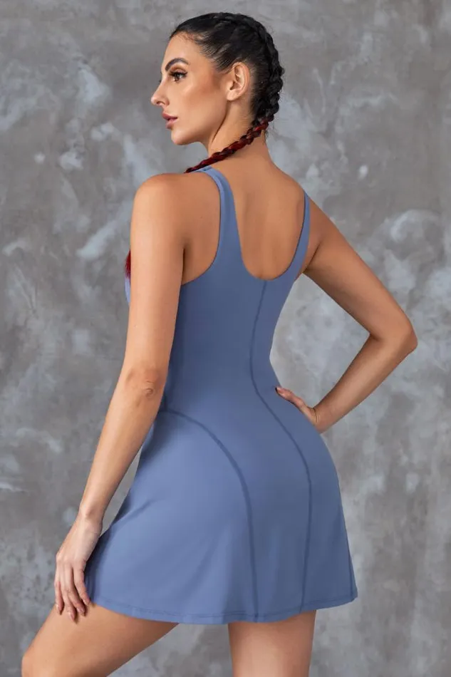 Women Jumpsuits and Rompers Cupshe Shayna Blue UNeck Medium Support Romper Blue