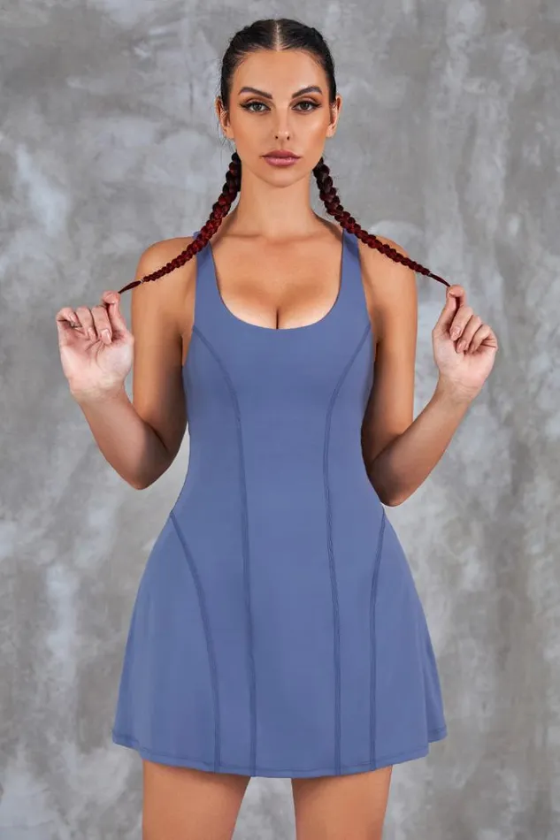 Women Jumpsuits and Rompers Cupshe Shayna Blue UNeck Medium Support Romper Blue