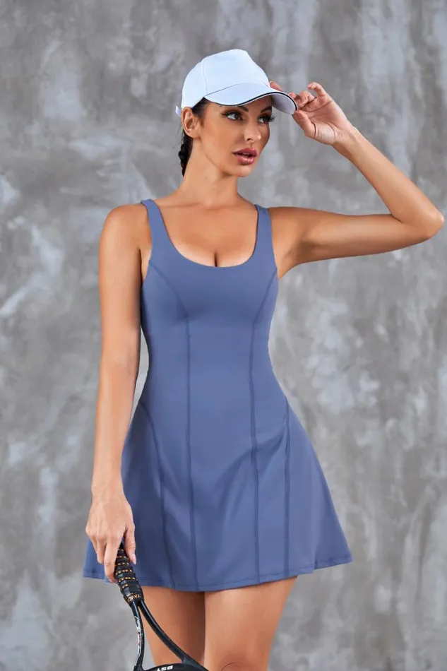 Women Jumpsuits and Rompers Cupshe Shayna Blue UNeck Medium Support Romper Blue