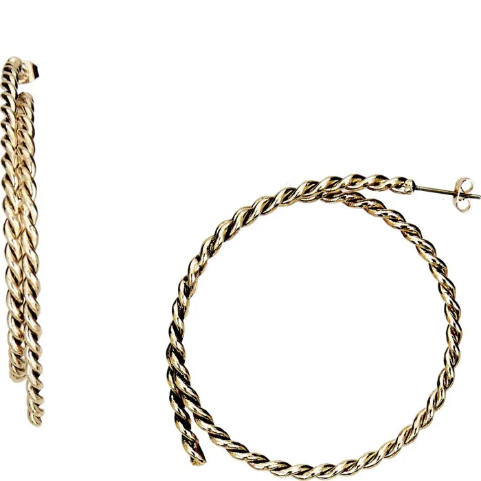 WOMEN Justin Rope Motif Hoop Earrings Gold Justin Boots Jewelry