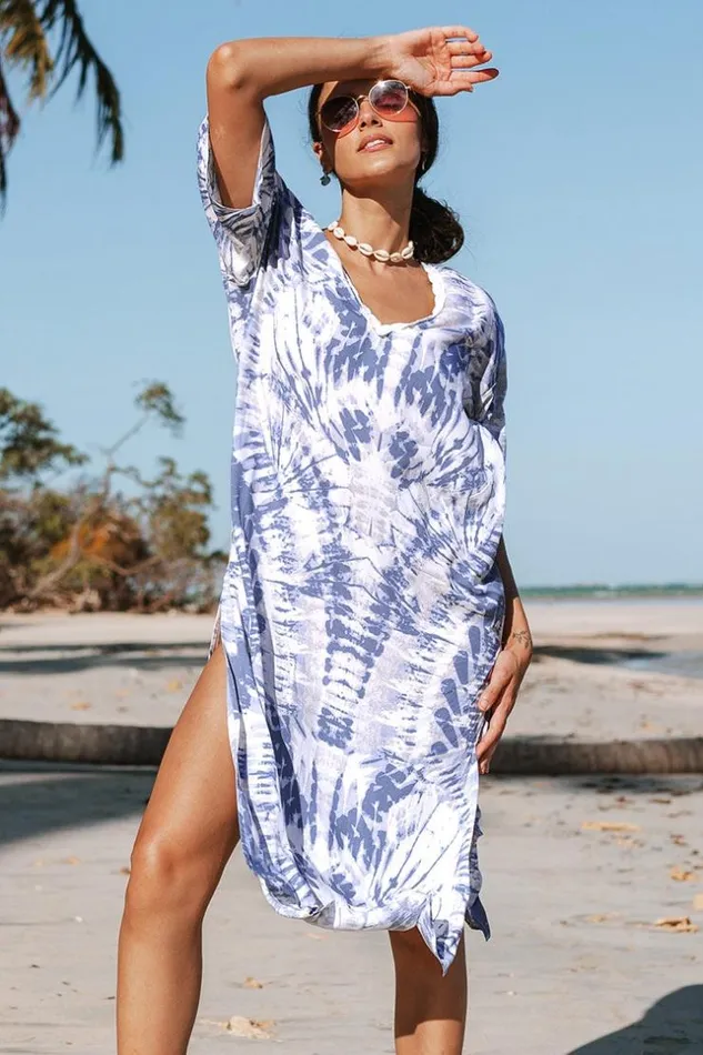 Women Kaftans Cupshe Praline Split Side Tie Dye Cover Up Multicolor