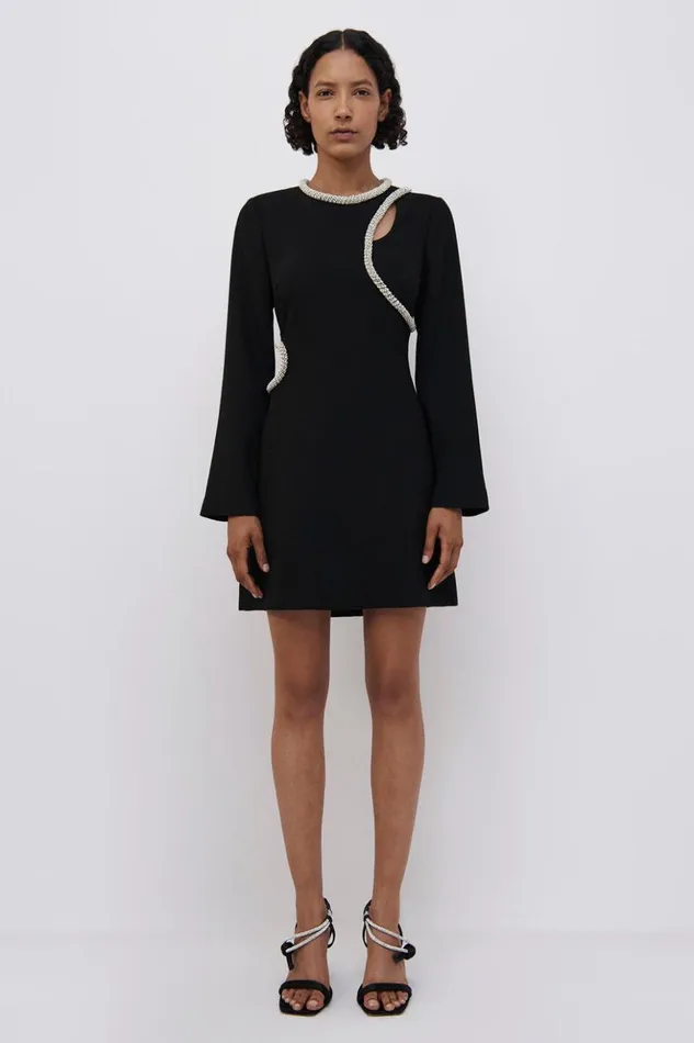 Women Katharine Diamante Mini Dress Black Jonathan Simkhai Dresses and Jumpsuits