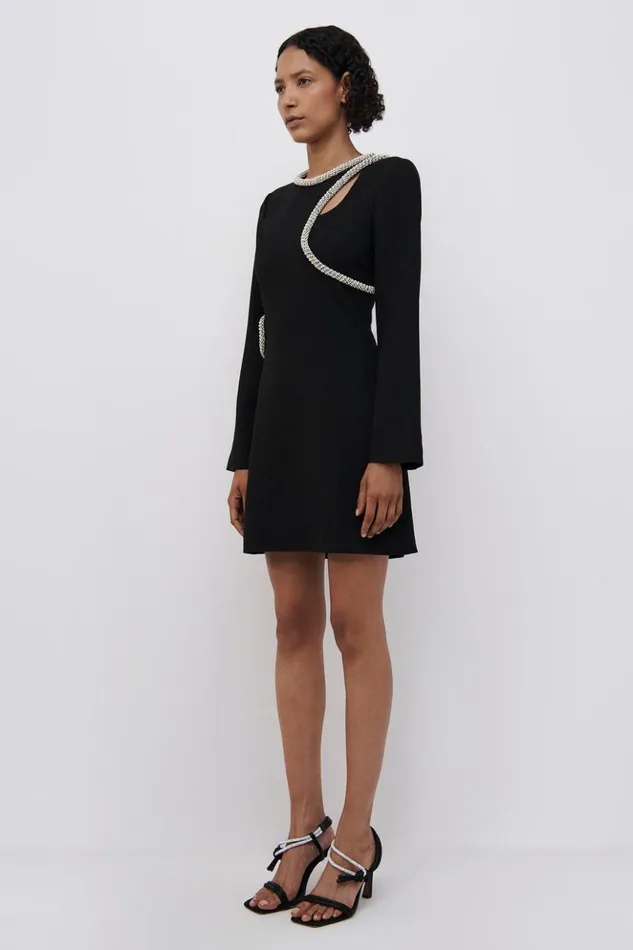Women Katharine Diamante Mini Dress Black Jonathan Simkhai Dresses and Jumpsuits