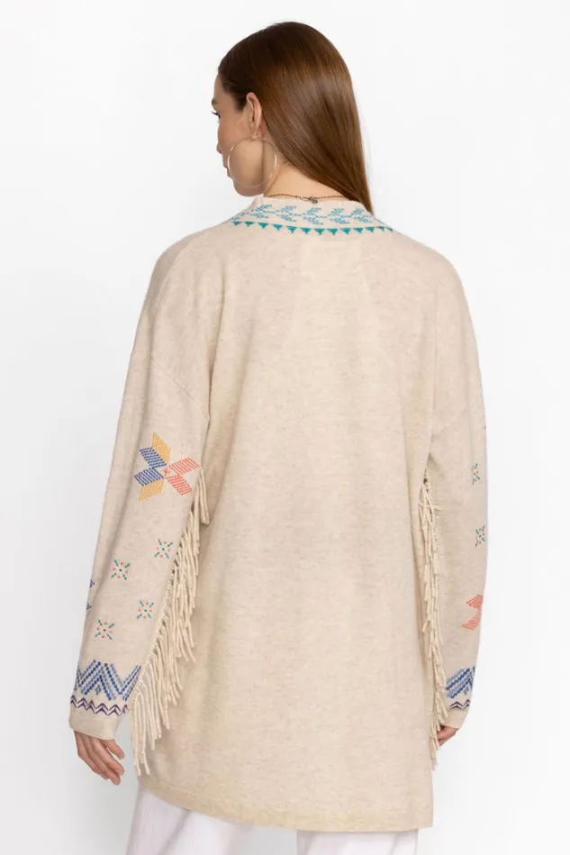 Women KATIE LONG CARDIGAN Ecru Johnny Was Outerwear Women KATIE LONG CARDIGAN Ecru Johnny Was Outerwear