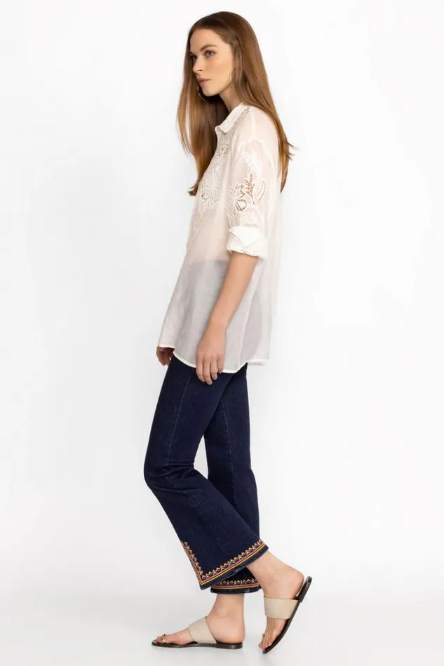 Women KATIE PULL ON KICK FLARE JEAN Dark Wash Johnny Was Bottoms Women KATIE PULL ON KICK FLARE JEAN Dark Wash Johnny Was Bottoms
