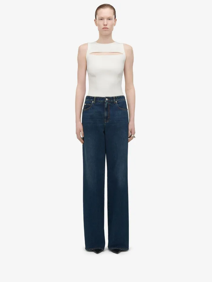 Women Knitwear Alexander McQueen Slashed Knit Top Ivory