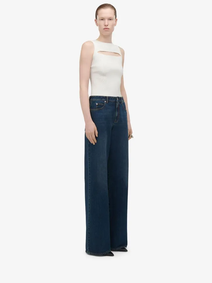 Women Knitwear Alexander McQueen Slashed Knit Top Ivory