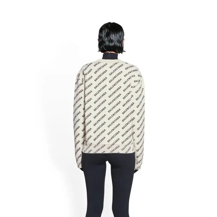 Women Knitwear Balenciaga Mini Allover Logo Sweater In Off White