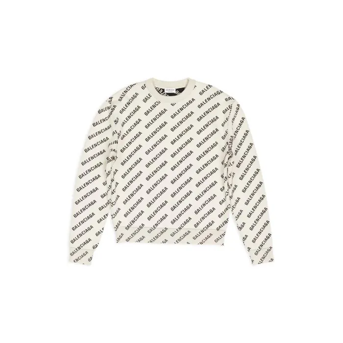 Women Knitwear Balenciaga Mini Allover Logo Sweater In Off White