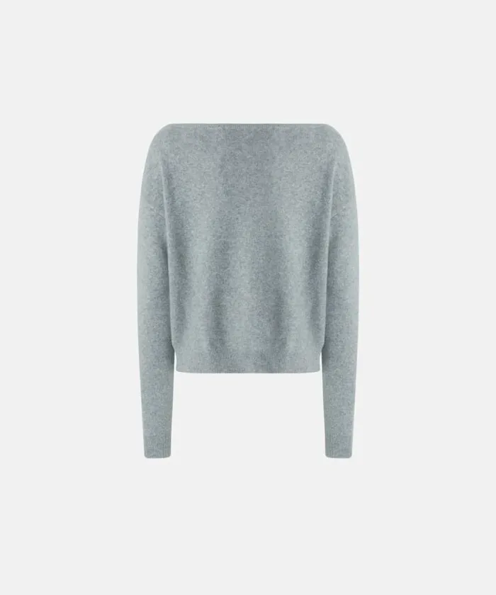 Women Knitwear Pinko Cashmereblend Sweater With Embroidered Logo Drizzle Grey Women Knitwear Pinko Cashmereblend Sweater With Embroidered Logo Drizzle Grey