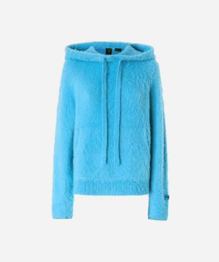 Women Knitwear Pinko Fluffy Hoodie Light Blueaquarium Women Knitwear Pinko Fluffy Hoodie Light Blueaquarium
