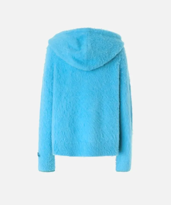 Women Knitwear Pinko Fluffy Hoodie Light Blueaquarium Women Knitwear Pinko Fluffy Hoodie Light Blueaquarium