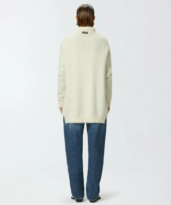 Women Knitwear Pinko Soft Cashmere And Mohair Cardigan With Pockets Meringue White Women Knitwear Pinko Soft Cashmere And Mohair Cardigan With Pockets Meringue White