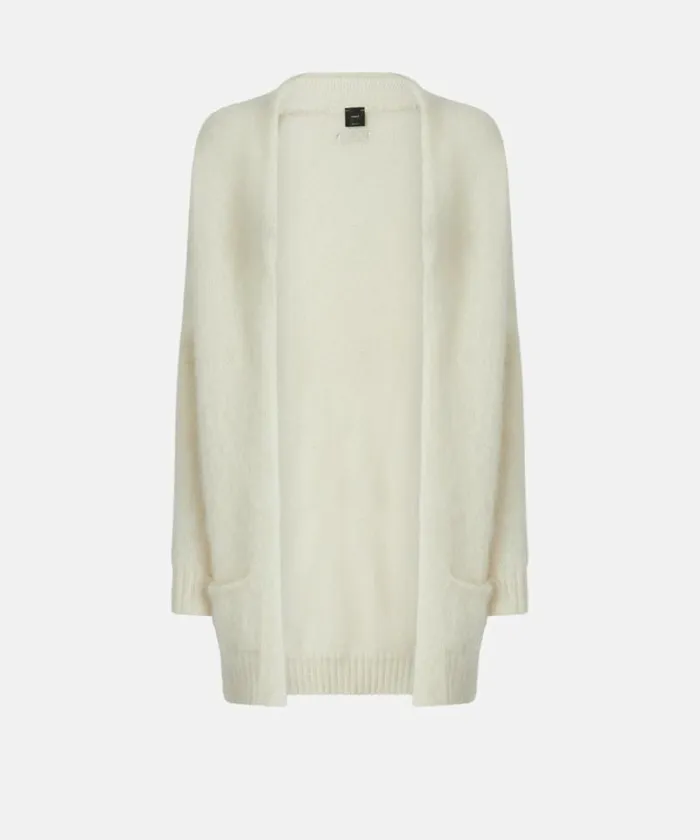 Women Knitwear Pinko Soft Cashmere And Mohair Cardigan With Pockets Meringue White Women Knitwear Pinko Soft Cashmere And Mohair Cardigan With Pockets Meringue White