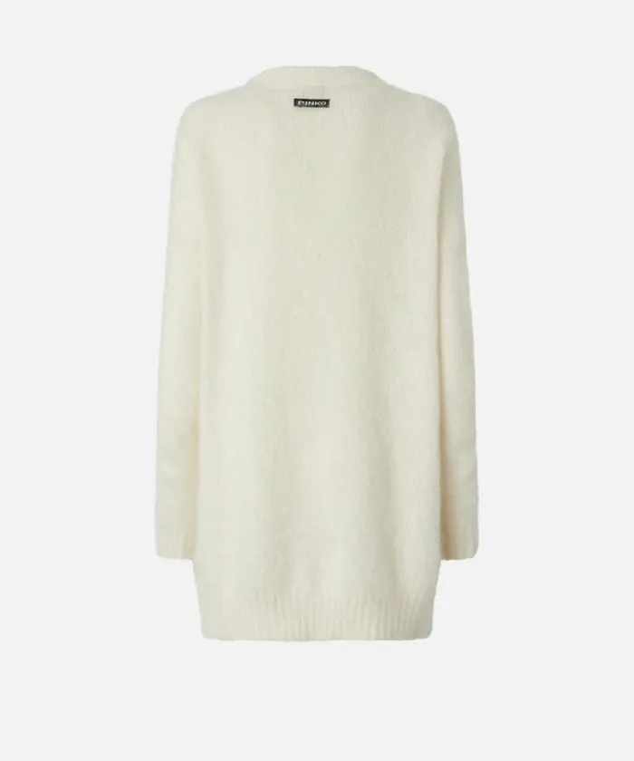Women Knitwear Pinko Soft Cashmere And Mohair Cardigan With Pockets Meringue White Women Knitwear Pinko Soft Cashmere And Mohair Cardigan With Pockets Meringue White