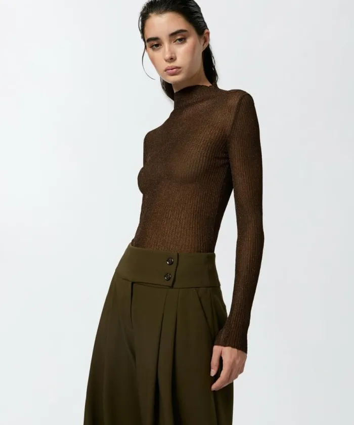 Women Knitwear Pinko Sweater With Metallic Yarn Multi Browncopper