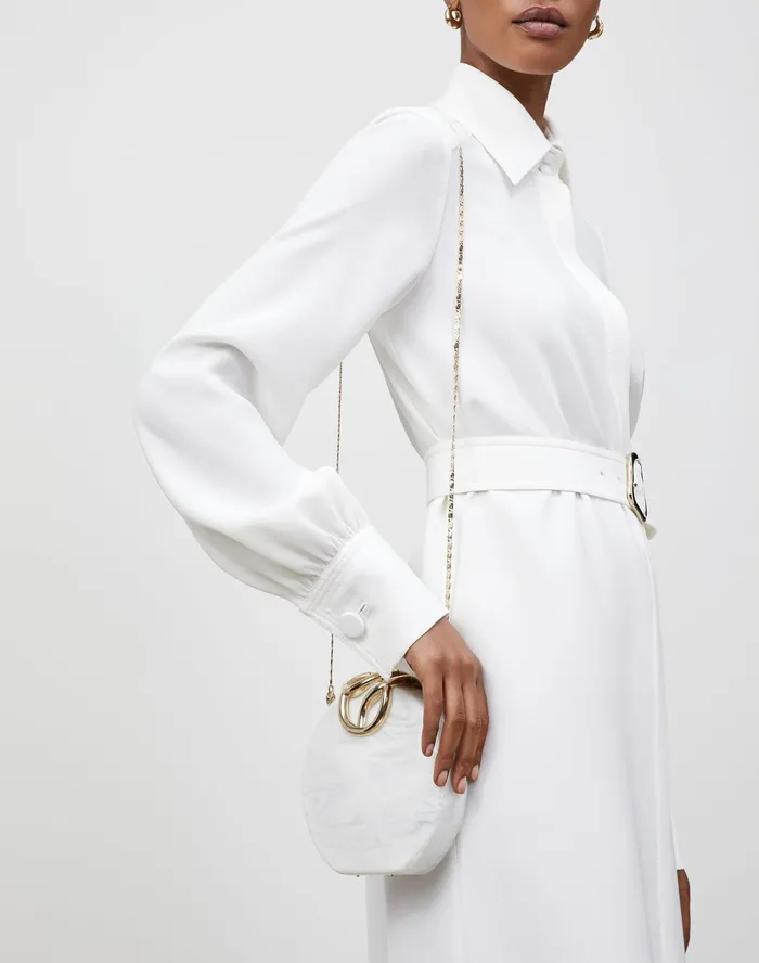 Women Lafayette 148 New York Bags Italian Infinity Knot Marbled Clutch Cloud