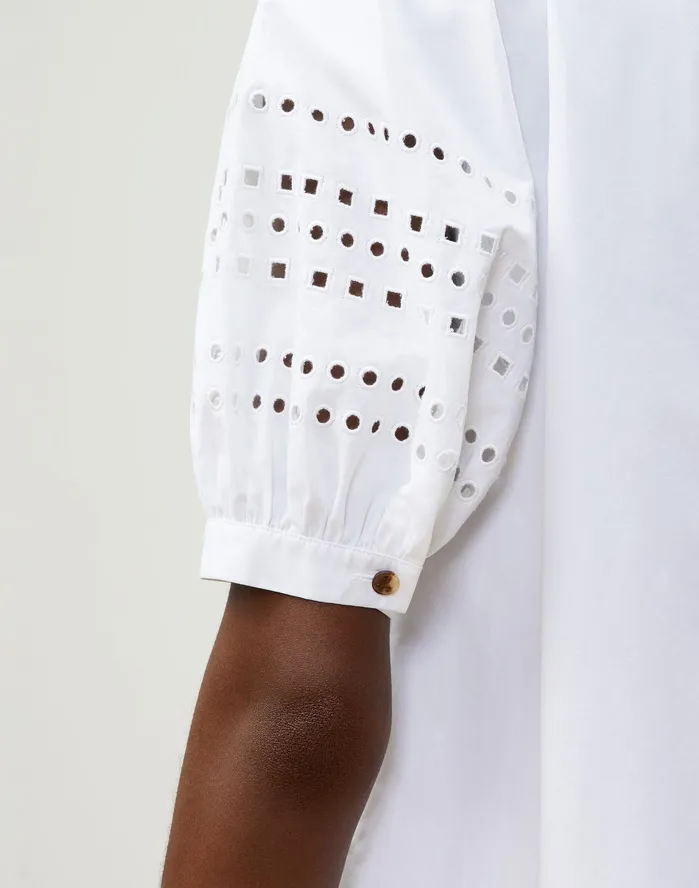 Women Lafayette 148 New York Blouses and Shirts Cowan Shirt In Italian Sculpted Kindcotton White