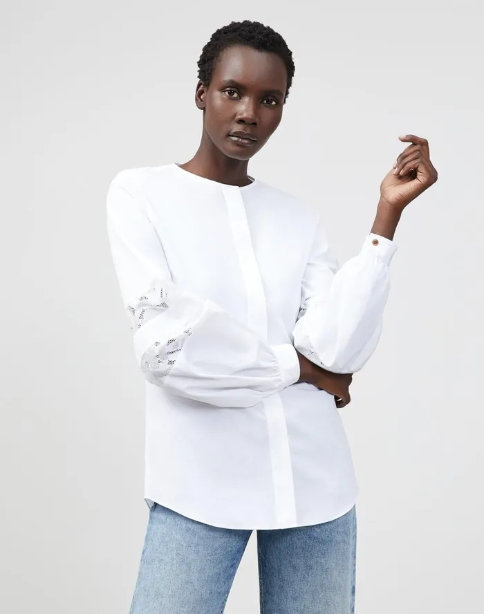 Women Lafayette 148 New York Blouses and Shirts Petite Austin Shirt In Italian Sculpted Kindcotton White Women Lafayette 148 New York Blouses and Shirts Petite Austin Shirt In Italian Sculpted Kindcotton White