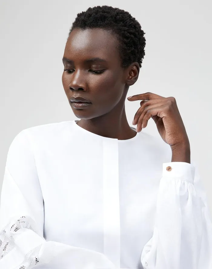 Women Lafayette 148 New York Blouses and Shirts Petite Austin Shirt In Italian Sculpted Kindcotton White