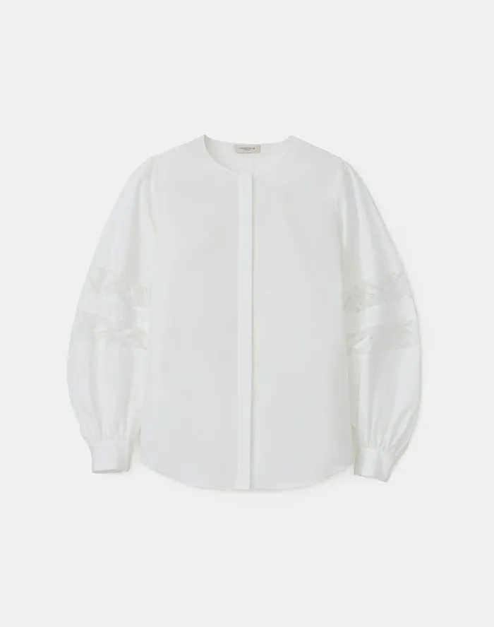 Women Lafayette 148 New York Blouses and Shirts Petite Austin Shirt In Italian Sculpted Kindcotton White
