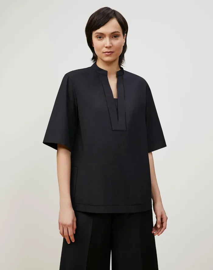 Women Lafayette 148 New York Blouses and Shirts PlusSize Etta Shirt In Italian Sculpted Kindcotton Black Women Lafayette 148 New York Blouses and Shirts PlusSize Etta Shirt In Italian Sculpted Kindcotton Black