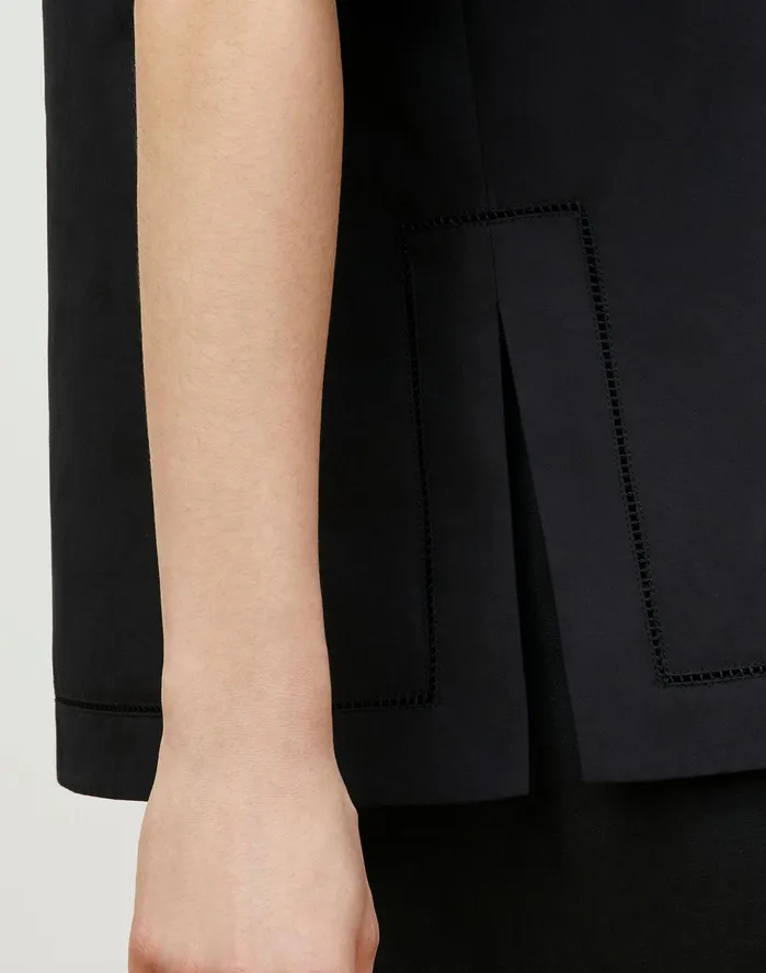 Women Lafayette 148 New York Blouses and Shirts PlusSize Etta Shirt In Italian Sculpted Kindcotton Black