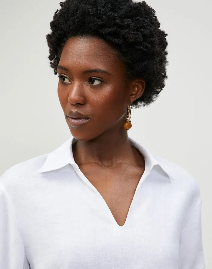 Women Lafayette 148 New York Blouses and Shirts PlusSize Parker Blouse In Embroidered Summer Linen White