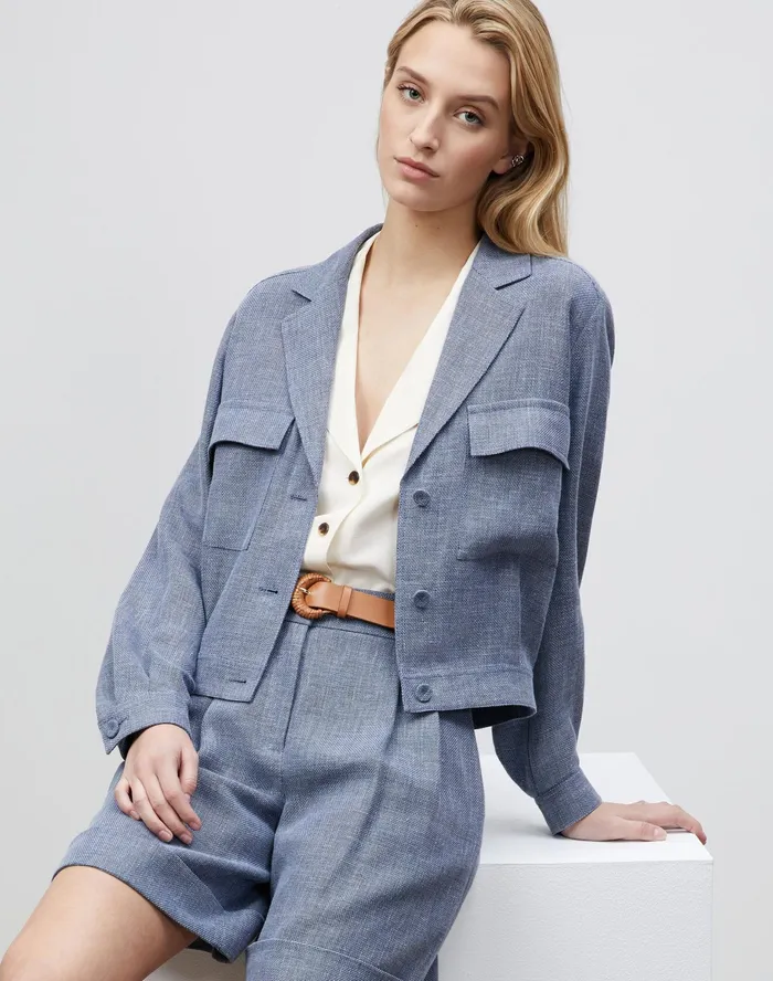 Women Lafayette 148 New York Blouses and Shirts Sabine Blouse In Lightweight Sandwashed Silk Creme Fraiche