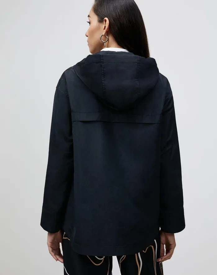Women Lafayette 148 New York Jackets and Blazers Ansel Jacket In Italian Crafted Taffeta Black