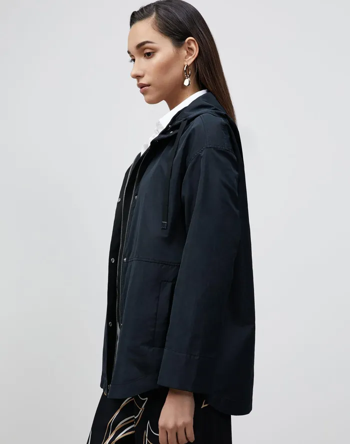 Women Lafayette 148 New York Jackets and Blazers Ansel Jacket In Italian Crafted Taffeta Black