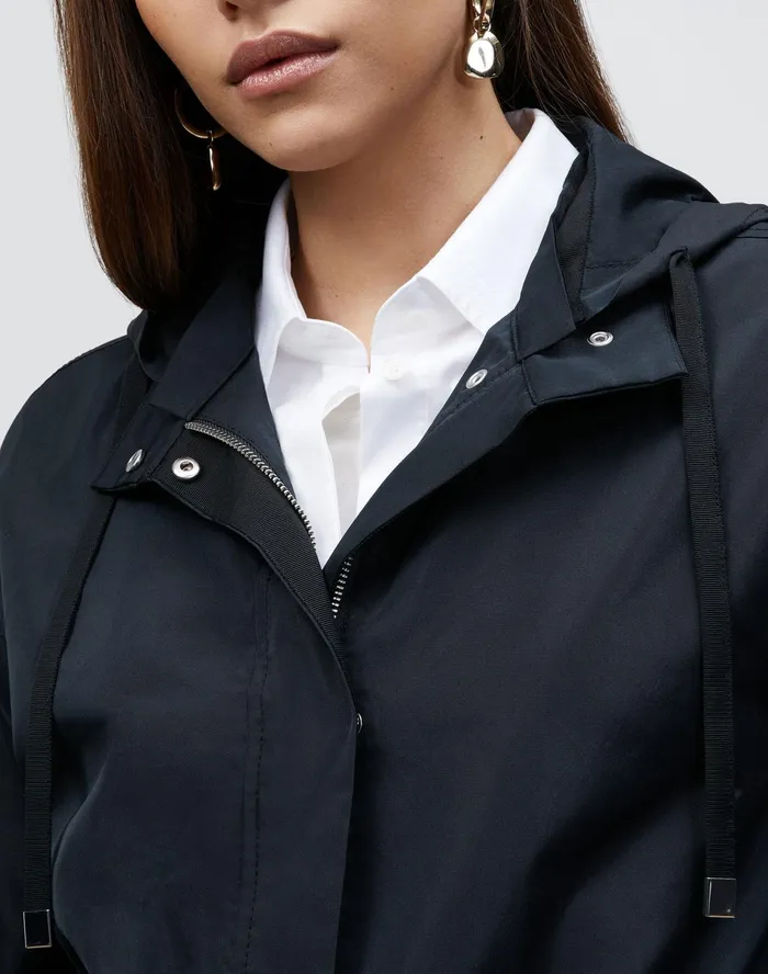 Women Lafayette 148 New York Jackets and Blazers Ansel Jacket In Italian Crafted Taffeta Black