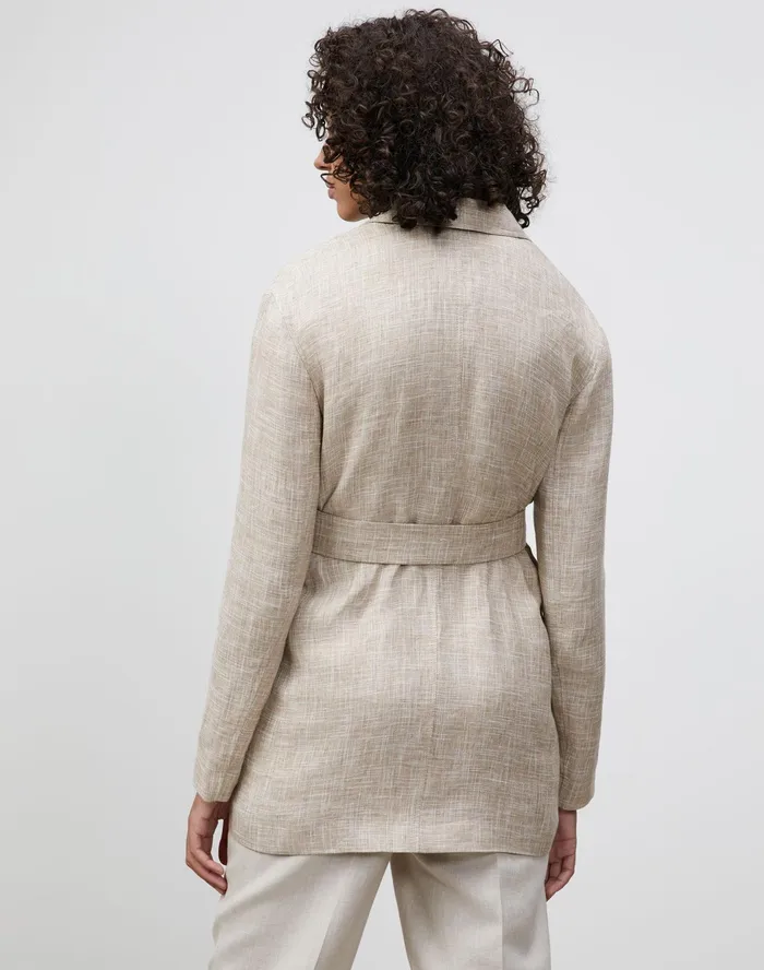 Women Lafayette 148 New York Jackets and Blazers Eaton Blazer In Italian Etched Linen Honeynut Multi