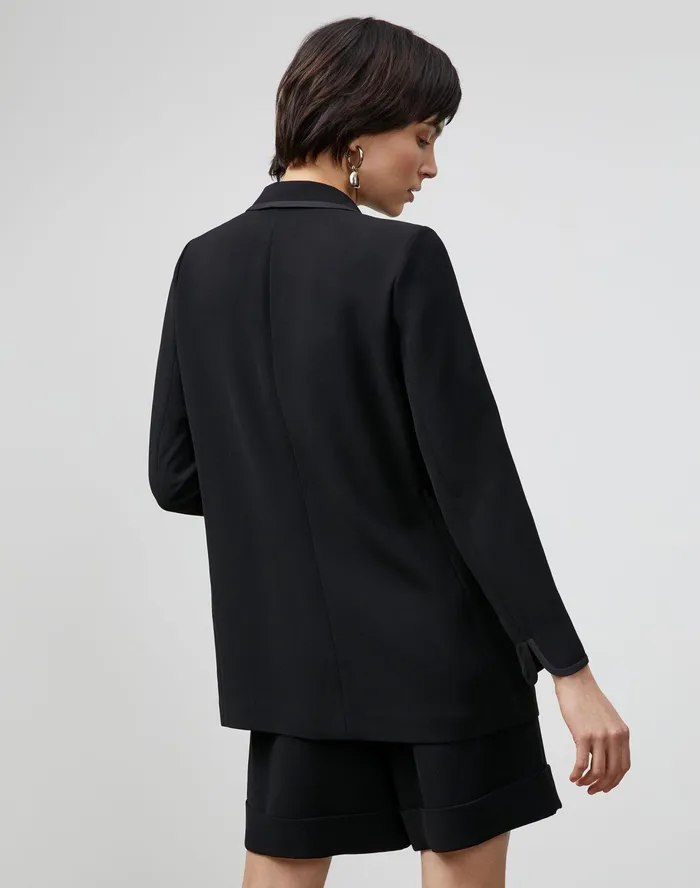 Women Lafayette 148 New York Jackets and Blazers Petite Brighton Cardigan Jacket In Finesse Crepe Black