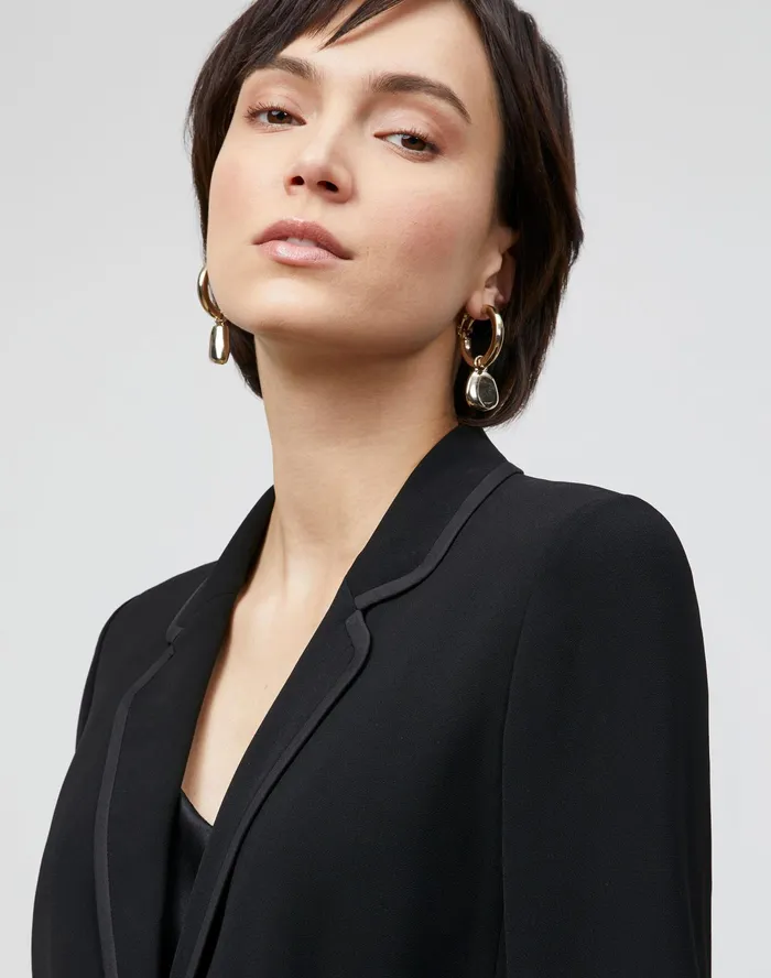 Women Lafayette 148 New York Jackets and Blazers Petite Brighton Cardigan Jacket In Finesse Crepe Black