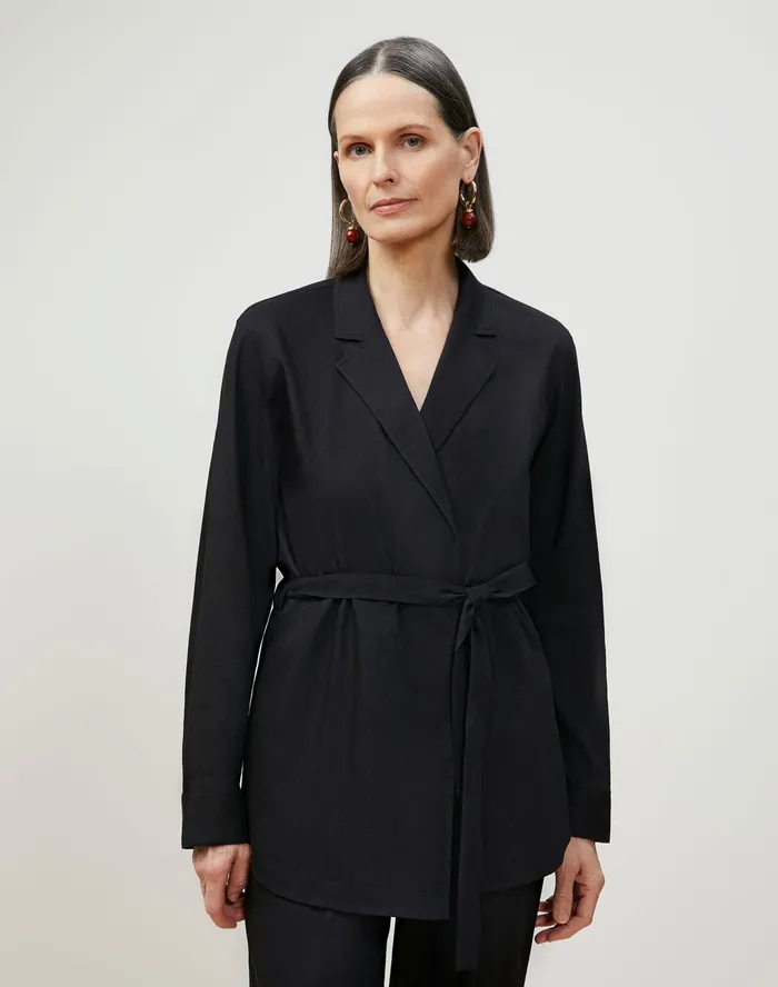 Women Lafayette 148 New York Jackets and Blazers Petite Lawson Jacket In Aria Linen Black Women Lafayette 148 New York Jackets and Blazers Petite Lawson Jacket In Aria Linen Black