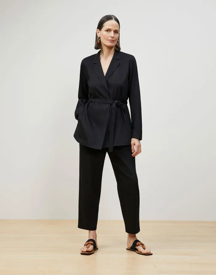 Women Lafayette 148 New York Jackets and Blazers Petite Lawson Jacket In Aria Linen Black