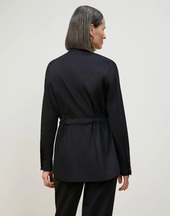 Women Lafayette 148 New York Jackets and Blazers Petite Lawson Jacket In Aria Linen Black