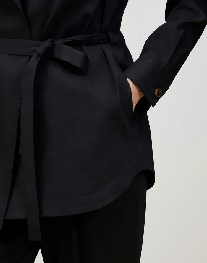 Women Lafayette 148 New York Jackets and Blazers Petite Lawson Jacket In Aria Linen Black